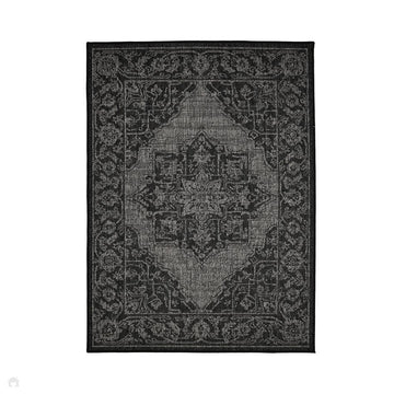 Flatweave Gel Medallion Black Rug-Melrose-Rug Love - The Most Loved Rug Store